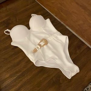 White one piece bathing suit